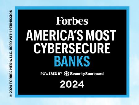 Cathay Bank’s corporate office building is pictured amongst the San Gabriel Valley mountains in the background and a Forbes logo is alongside it.