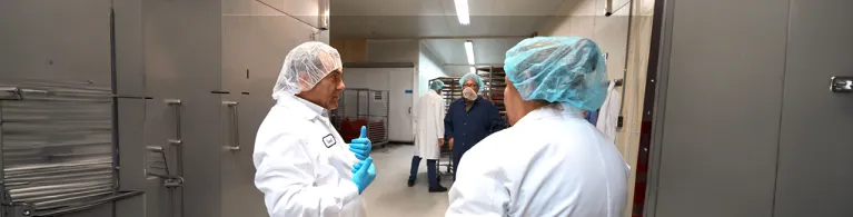 Beef Jerky Factory CEO Waleed Saab speaking with his employees at the company&rsquo;s factory. 