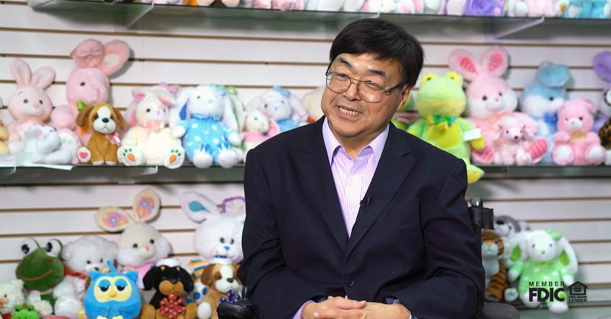 Megatoys CEO Charlie Woo accepting an interview in his office. 